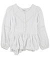 American Eagle Womens Lace Accent Peplum Blouse, TW1