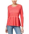 Style & Co. Womens Peplum Flounce Sweatshirt darkrose S