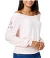 Maison Jules Womens Knit Floral Pullover Sweater