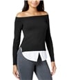 maison Jules Womens Off-The-Shoulder Pullover Sweater deepblack M