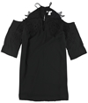 bar III Womens Lace Applique A-line Dress black XS
