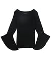 I-N-C Womens Ruffled Sleeve Knit Sweater deepblack XS