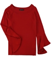 I-N-C Womens Ruffled Sleeve Knit Sweater realred L