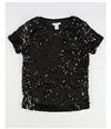 Bar Iii Womens Sequined Mesh Pullover Blouse