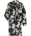 maison Jules Womens Floral-Print Shirt Dress blackcombo 2XL