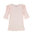 bar III Womens Runched Shoulder Basic T-Shirt pinkcloud XL