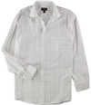 Tasso Elba Mens Non-Iron Button Up Dress Shirt whitetan 16.5