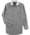 Tasso Elba Mens Bar Striped Button Up Dress Shirt charcoal 14.5