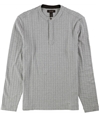 Tasso Elba Mens Textured Henley Shirt silverhtr L