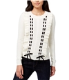Maison Jules Womens Ruffled Pullover Sweater, TW1