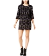 maison Jules Womens Printed Belted A-line Dress blkcombo M