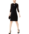I-N-C Womens Illusion-Sleeve Bodycon Dress deepblack XS