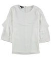 Alfani Womens Zip-Back Ruffled Blouse white XL