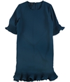 Alfani Womens Pleated Flounce Dress darkgreen 4