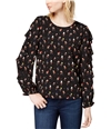 Maison Jules Womens Printed Ruffled Pullover Blouse