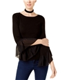 I-N-C Womens Georgette Cuff Pullover Sweater black XS