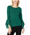 I-N-C Womens Georgette Cuff Pullover Sweater medgreen S