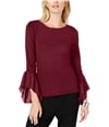 I-N-C Womens Georgette Cuff Pullover Sweater mediunred XL