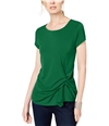 I-N-C Womens Twist Front Basic T-Shirt medgreen M