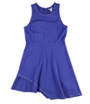 bar III Womens CONTRAST-STITCH LAYERED-HEM Shirt Dress blue L