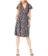 maison Jules Womens Flutter-Sleeve Wrap Dress navy S