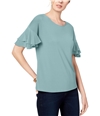 I-N-C Womens Ruffle Sleeve Pullover Blouse greenmist M