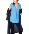 I-N-C Womens Inverted Pleat Pullover Blouse brightblue XL