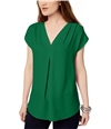 I-N-C Womens Inverted Pleat Pullover Blouse medgreen S