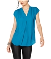 I-N-C Womens Inverted Pleat Pullover Blouse trueteal S