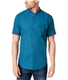 I-N-C Mens Banded Collar Button Up Shirt turquoisecombo L