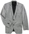I-N-C Mens Jacquard Two Button Blazer Jacket silvercombo M