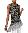 I-N-C Womens Ruffle-Hem Sleeveless Blouse Top black XS