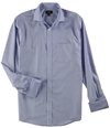 Tasso Elba Mens Stripe Button Up Dress Shirt navy 14.5