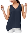 I-N-C Womens Hankerchief Hem Sleeveless Blouse Top deeptwilight S