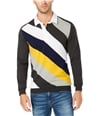 Club Room Mens Striped Rugby Polo Sweater greycombo M