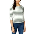 maison Jules Womens Striped Bow Basic T-Shirt brightgrn XS