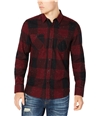 American Rag Mens Check Button Up Shirt red S