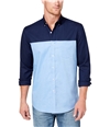 Club Room Mens Colorblocked Oxford Button Up Shirt navyblue S
