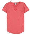 bar III Womens Keyhole Basic T-Shirt hibiscusbloom XXS