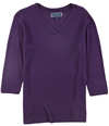Karen Scott Womens Solid Knit Sweater purpledynasty S