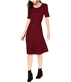 maison Jules Womens Belted Fit & Flare Dress rubywine M