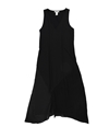 bar III Womens Pleated Contrast Midi Dress black XS