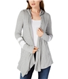 I-N-C Womens Hooded Varsity Cardigan Sweater gray S