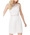maison Jules Womens Star-Pattern Lace A-line Fit & Flare Dress brightwhite 10