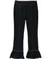 I-N-C Womens Contrast Stitch Ruffle Casual Trouser Pants black 23x27
