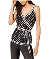 I-N-C Womens Printed Side Tie Pullover Blouse blackwhite XL