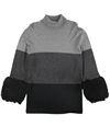 Alfani Womens Faux Fur Cuff Pullover Sweater black XL