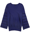 Alfani Womens Tiered Fringe Pullover Sweater darkblue M