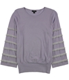 Alfani Womens Tiered Fringe Pullover Sweater medpurple M