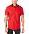 I-N-C Mens Sequin Collar Button Up Shirt mediumred XL